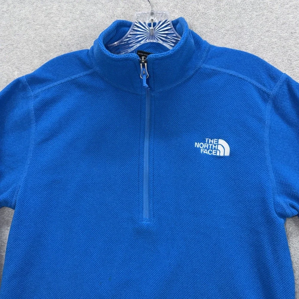 North Face 1/4 Zip Fleece Sweater Mens Small Blue‎ Textured Cap Rock Sweatshirt